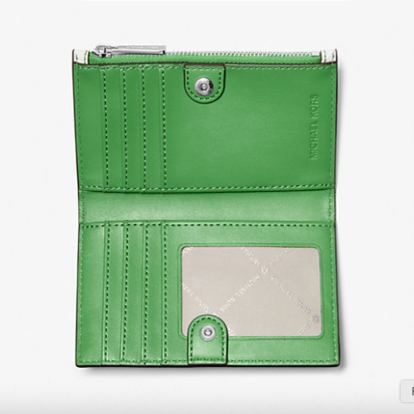 MICHAEL KORS Jet Set "Charm" Striped Card Case/Wallet "Palm" NWT - Picture 2 of 4